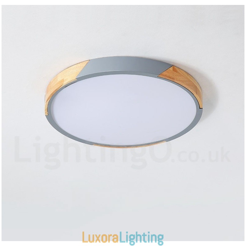 Designer Touch Decorative Dimmable Macaron Multi Colours Wood Ultra thin Ceiling Light with Acrylic Shade Ceiling Lamp Nordic Style