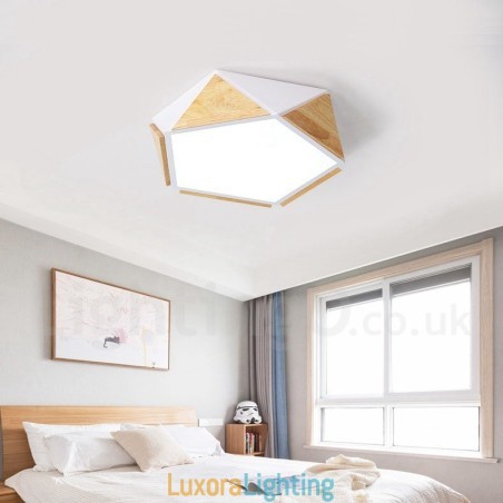 Designer Touch Decorative Dimmable Macaron Multi Colours Wood Ceiling Light with Acrylic Shade Ceiling Lamp Nordic Style
