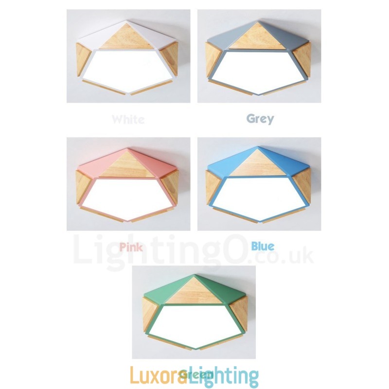 Designer Touch Decorative Dimmable Macaron Multi Colours Wood Ceiling Light with Acrylic Shade Ceiling Lamp Nordic Style