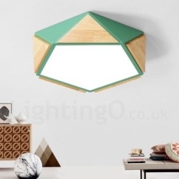 Designer Touch Decorative Dimmable Macaron Multi Colours Wood Ceiling Light with Acrylic Shade Ceiling Lamp Nordic Style