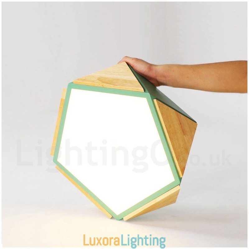 Designer Touch Decorative Dimmable Macaron Multi Colours Wood Ceiling Light with Acrylic Shade Ceiling Lamp Nordic Style