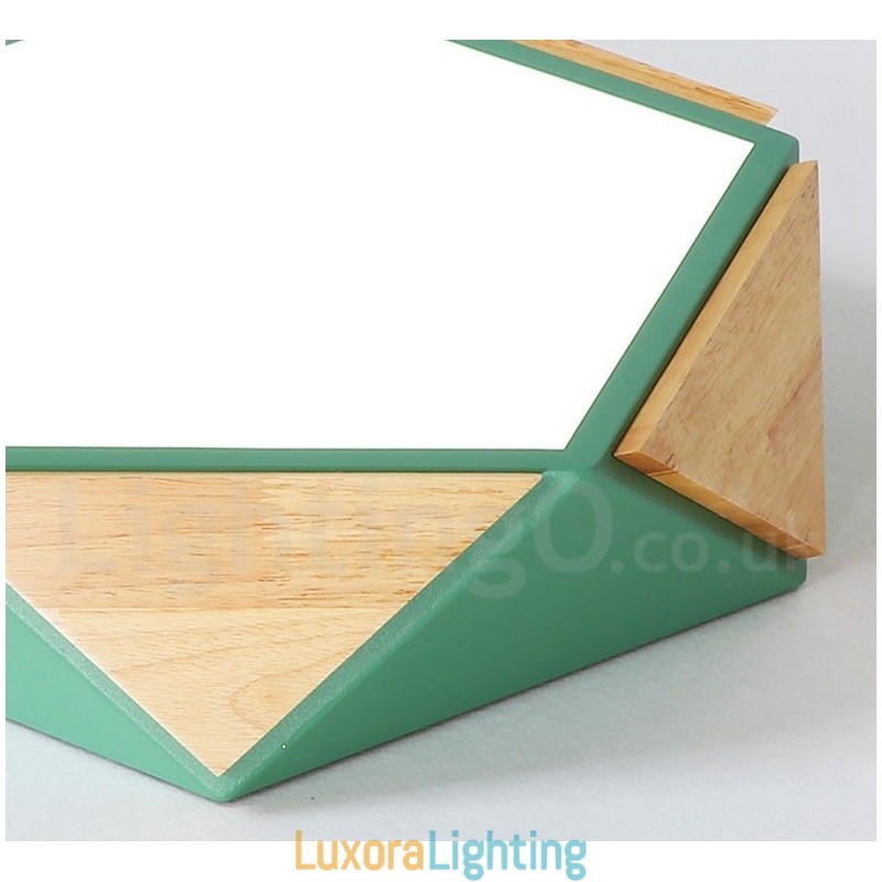 Designer Touch Decorative Dimmable Macaron Multi Colours Wood Ceiling Light with Acrylic Shade Ceiling Lamp Nordic Style