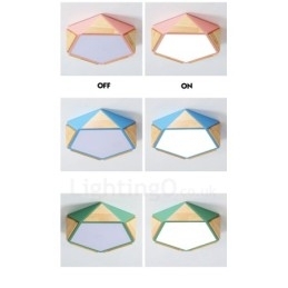 Designer Touch Decorative Dimmable Macaron Multi Colours Wood Ceiling Light with Acrylic Shade Ceiling Lamp Nordic Style