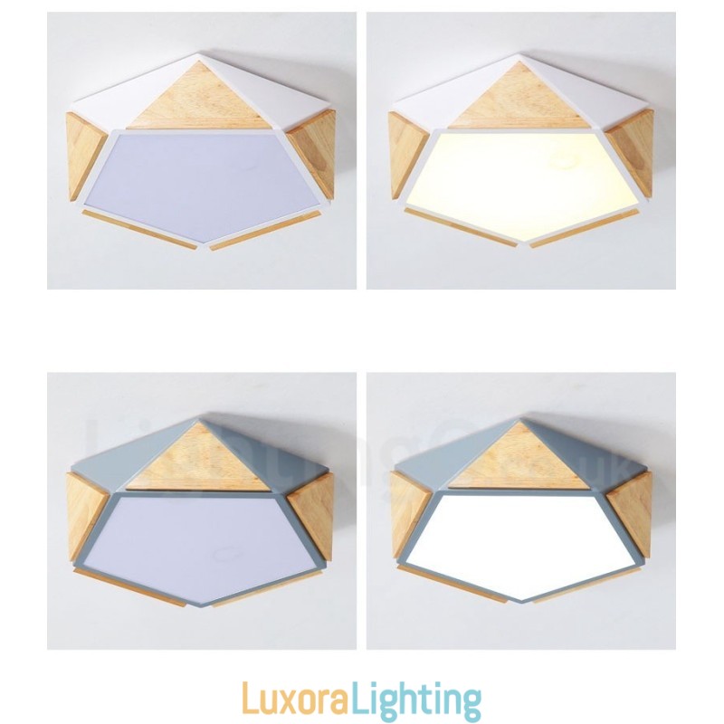 Designer Touch Decorative Dimmable Macaron Multi Colours Wood Ceiling Light with Acrylic Shade Ceiling Lamp Nordic Style