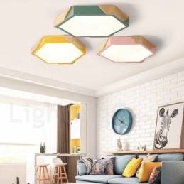 Designer Touch Decorative Dimmable Macaron Ultra thin Multi Colours Wood Ceiling Light with Acrylic Shade Ceiling Lamp Nordic Style