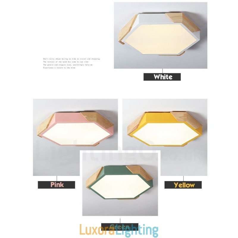 Designer Touch Decorative Dimmable Macaron Ultra thin Multi Colours Wood Ceiling Light with Acrylic Shade Ceiling Lamp Nordic Style