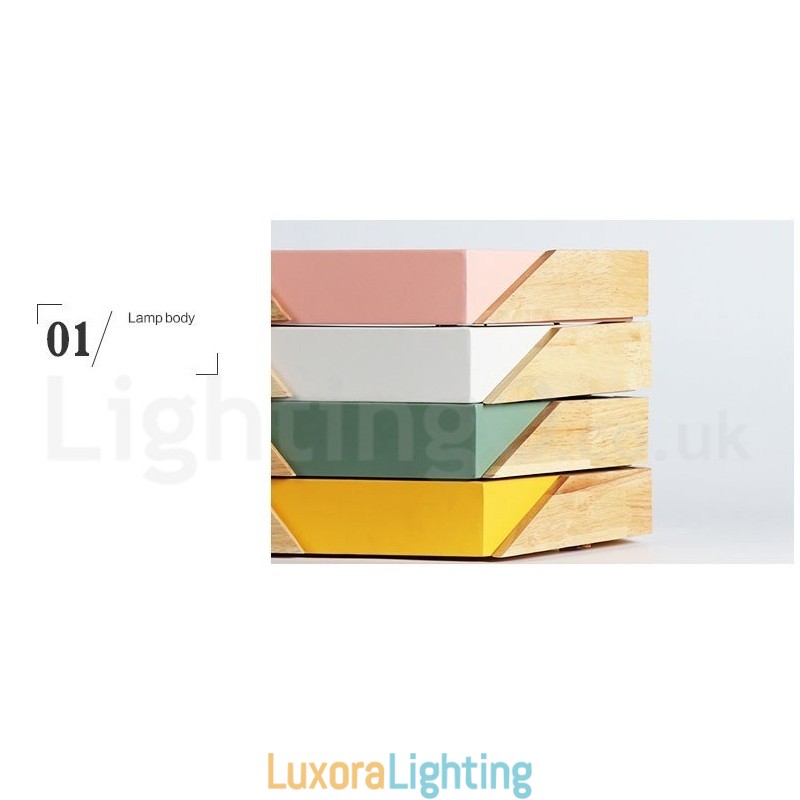 Designer Touch Decorative Dimmable Macaron Ultra thin Multi Colours Wood Ceiling Light with Acrylic Shade Ceiling Lamp Nordic Style