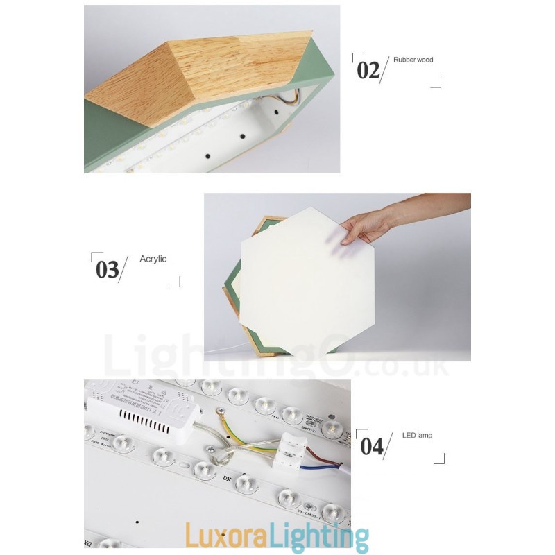 Designer Touch Decorative Dimmable Macaron Ultra thin Multi Colours Wood Ceiling Light with Acrylic Shade Ceiling Lamp Nordic Style