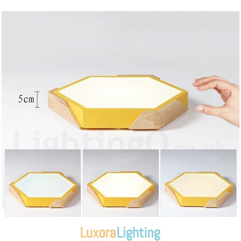 Designer Touch Decorative Dimmable Macaron Ultra thin Multi Colours Wood Ceiling Light with Acrylic Shade Ceiling Lamp Nordic Style