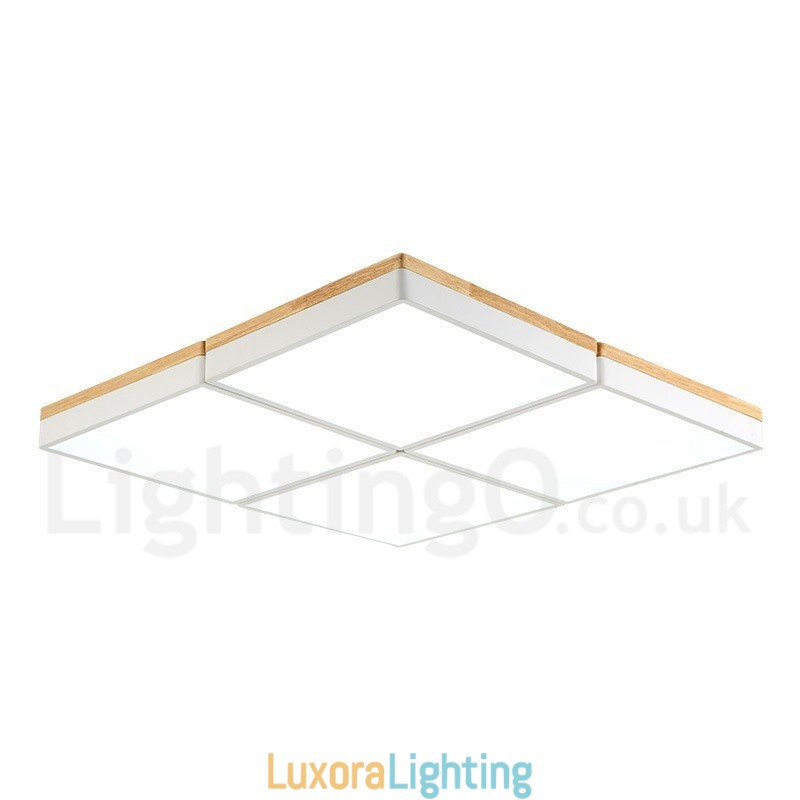 Designer Touch Decorative Large Square Dimmable Macaron Ultra thin Multi Colours Wood Ceiling Light with Acrylic Shade Ceiling Lamp Nordic Style