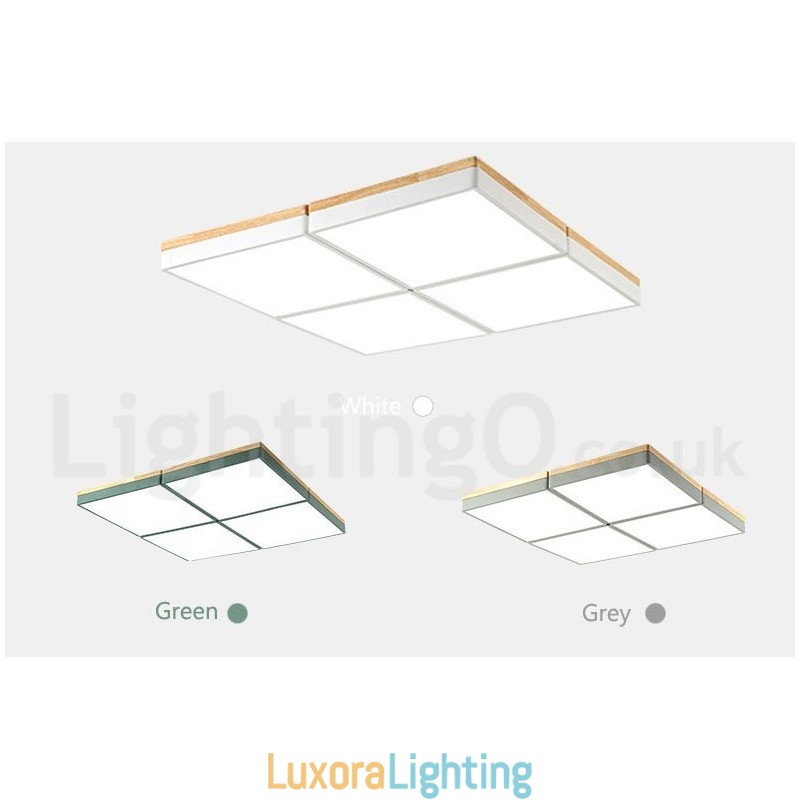 Designer Touch Decorative Large Square Dimmable Macaron Ultra thin Multi Colours Wood Ceiling Light with Acrylic Shade Ceiling Lamp Nordic Style