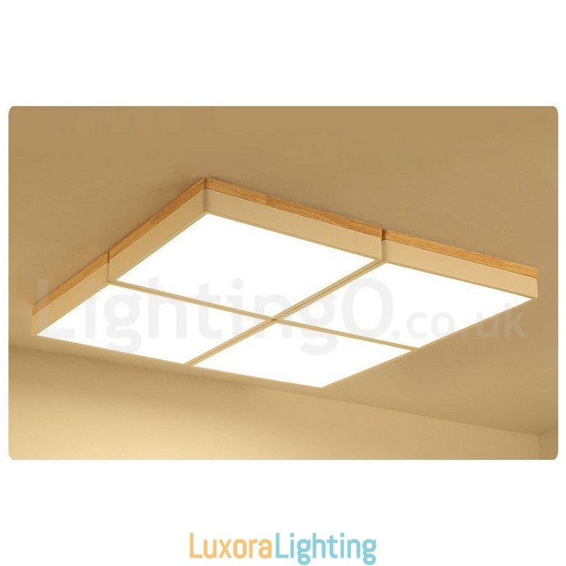 Designer Touch Decorative Large Square Dimmable Macaron Ultra thin Multi Colours Wood Ceiling Light with Acrylic Shade Ceiling Lamp Nordic Style