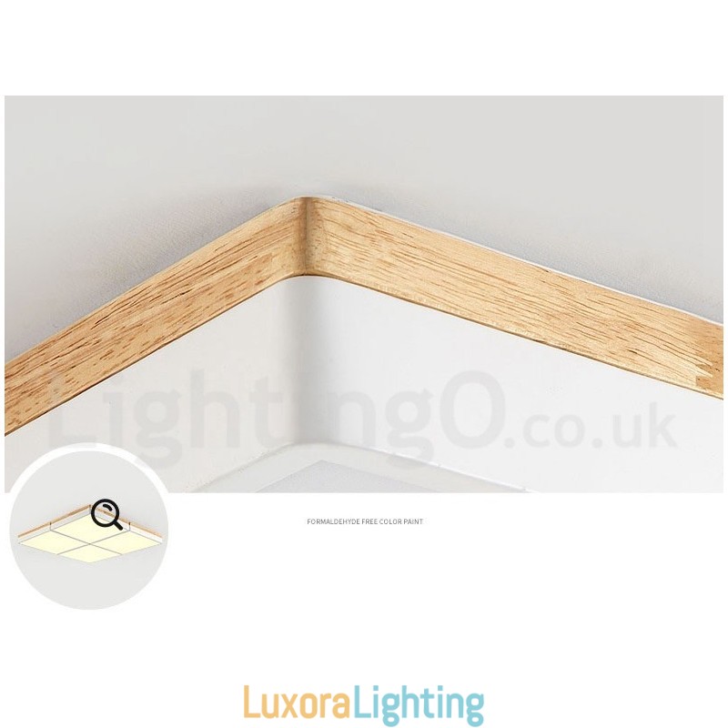 Designer Touch Decorative Large Square Dimmable Macaron Ultra thin Multi Colours Wood Ceiling Light with Acrylic Shade Ceiling Lamp Nordic Style