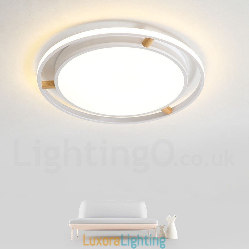 Designer Touch Decorative Dimmable Macaron Ultra thin Multi Colours Wood Round Ceiling Light with Acrylic Shade Ceiling Lamp Nordic Style