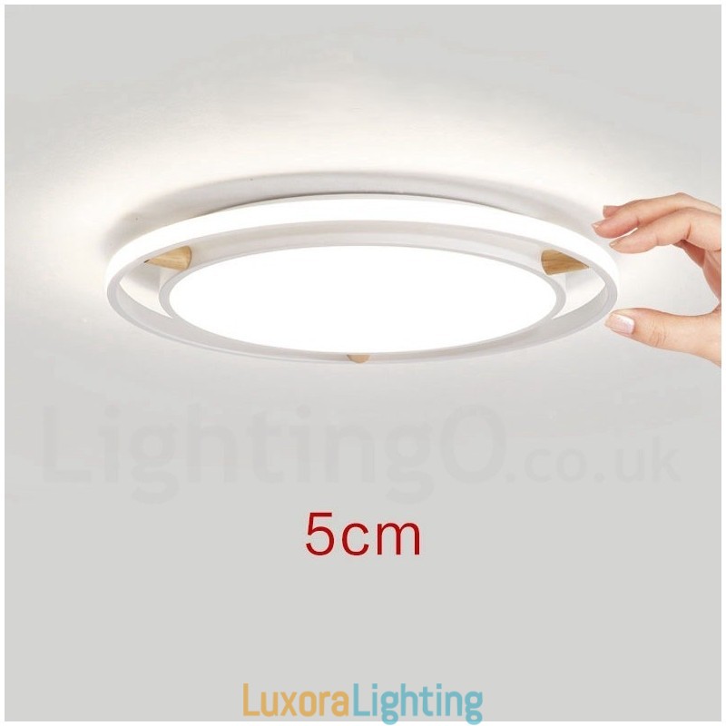Designer Touch Decorative Dimmable Macaron Ultra thin Multi Colours Wood Round Ceiling Light with Acrylic Shade Ceiling Lamp Nordic Style