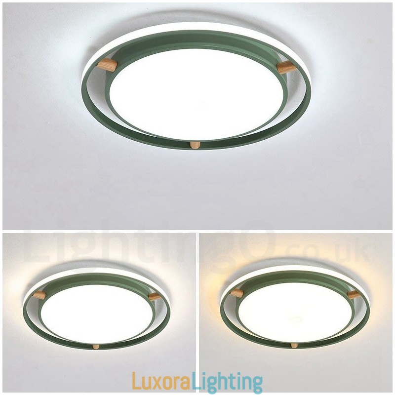 Designer Touch Decorative Dimmable Macaron Ultra thin Multi Colours Wood Round Ceiling Light with Acrylic Shade Ceiling Lamp Nordic Style