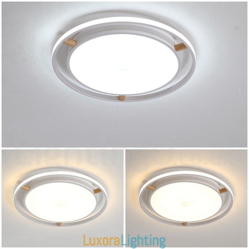 Designer Touch Decorative Dimmable Macaron Ultra thin Multi Colours Wood Round Ceiling Light with Acrylic Shade Ceiling Lamp Nordic Style