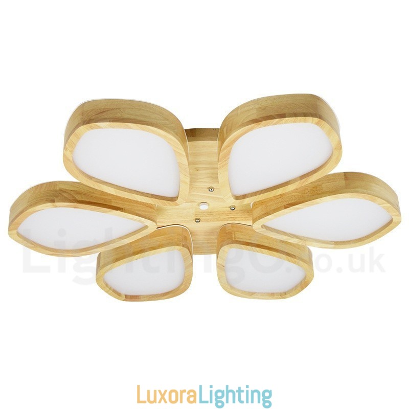 Designer Touch Decorative Wood Petal Ceiling Light with Acrylic Shade Ceiling Lamp Nordic Style
