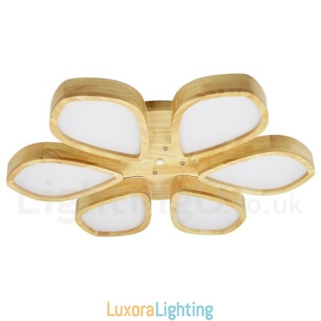 Designer Touch Decorative Wood Petal Ceiling Light with Acrylic Shade Ceiling Lamp Nordic Style