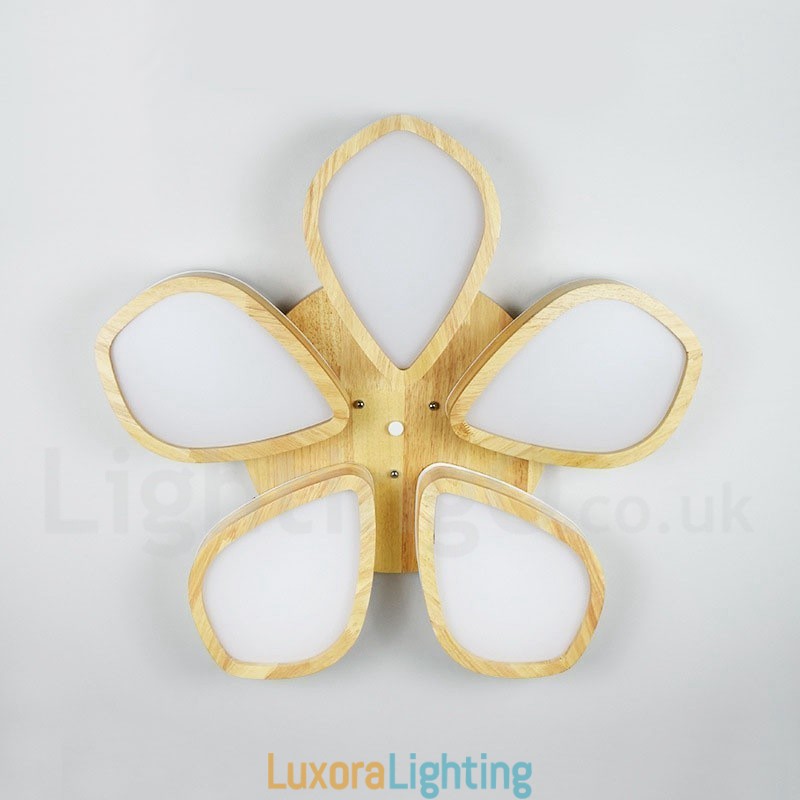 Designer Touch Decorative Wood Petal Ceiling Light with Acrylic Shade Ceiling Lamp Nordic Style
