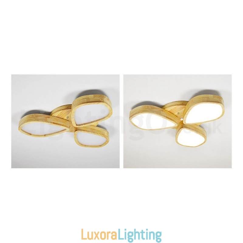 Designer Touch Decorative Wood Petal Ceiling Light with Acrylic Shade Ceiling Lamp Nordic Style