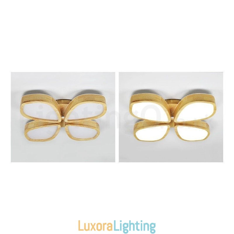 Designer Touch Decorative Wood Petal Ceiling Light with Acrylic Shade Ceiling Lamp Nordic Style