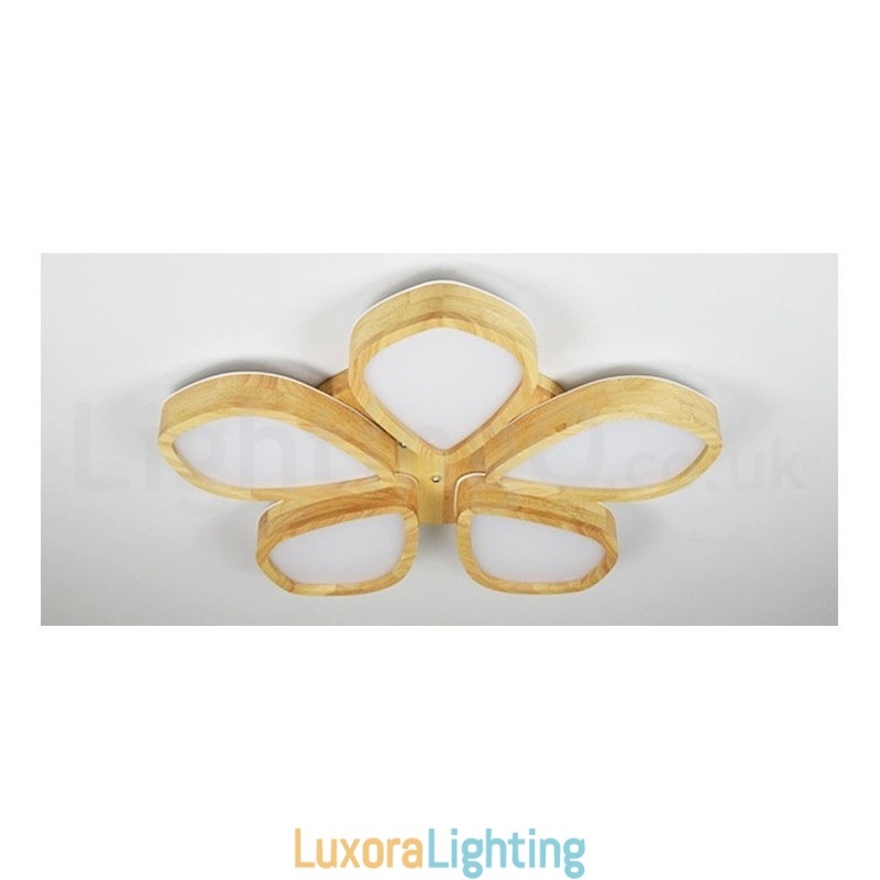 Designer Touch Decorative Wood Petal Ceiling Light with Acrylic Shade Ceiling Lamp Nordic Style