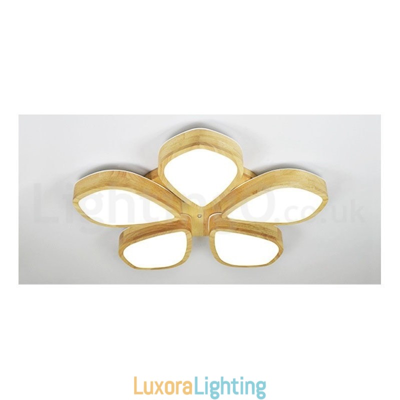 Designer Touch Decorative Wood Petal Ceiling Light with Acrylic Shade Ceiling Lamp Nordic Style