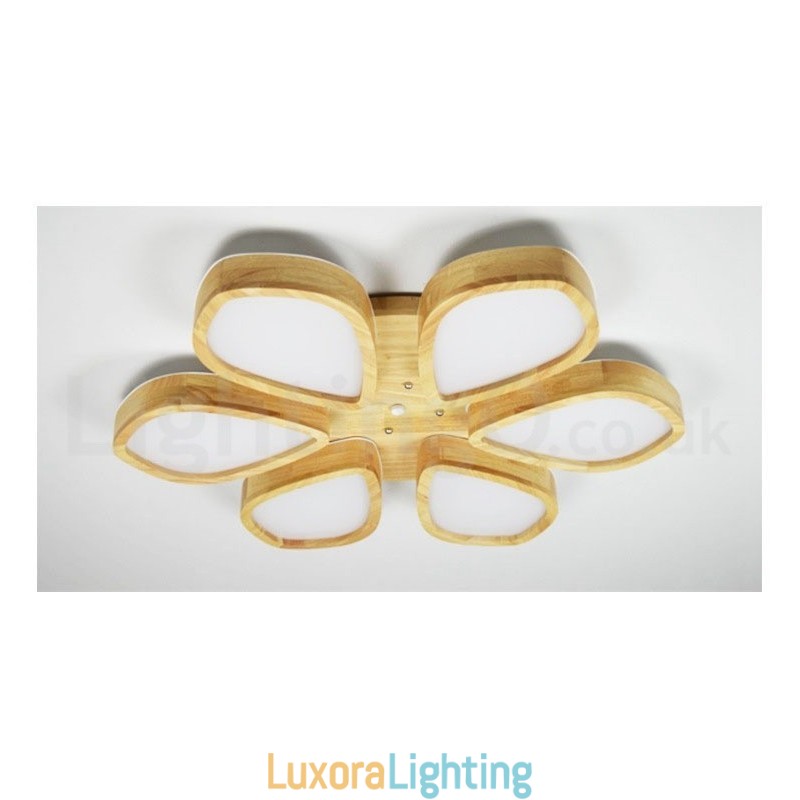 Designer Touch Decorative Wood Petal Ceiling Light with Acrylic Shade Ceiling Lamp Nordic Style
