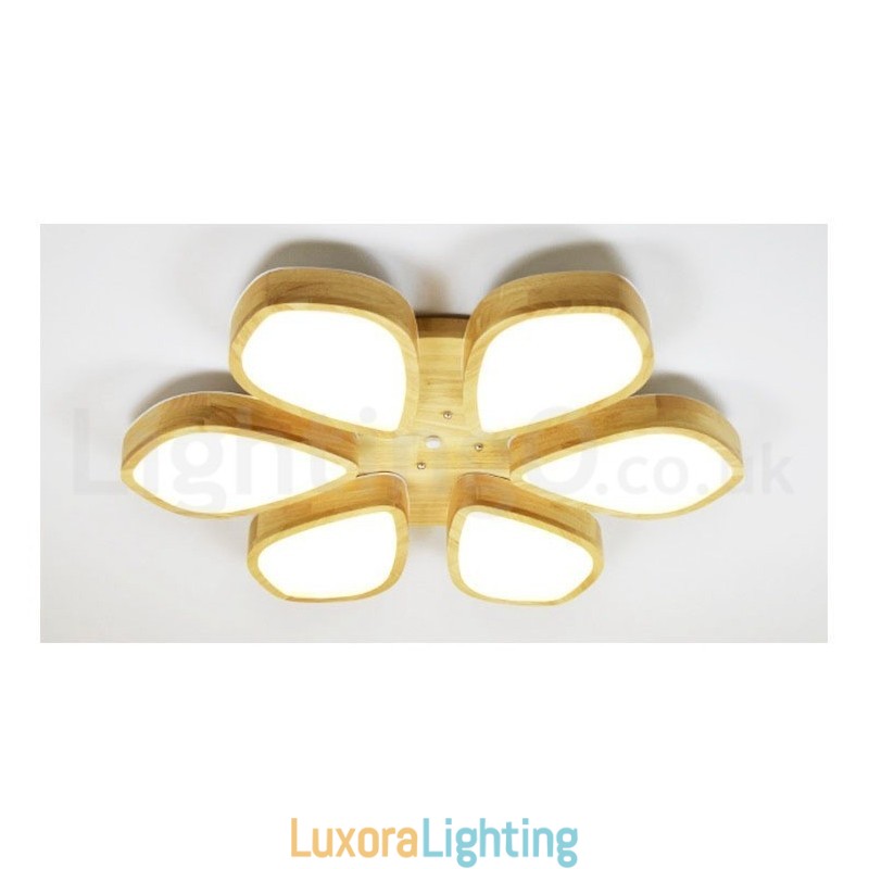 Designer Touch Decorative Wood Petal Ceiling Light with Acrylic Shade Ceiling Lamp Nordic Style