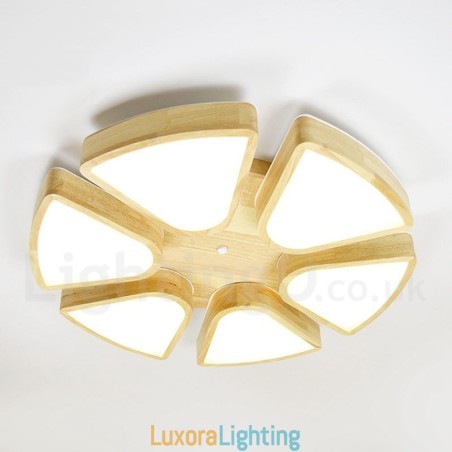 Designer Touch Decorative Wood Petal Ceiling Light with Acrylic Shade Ceiling Lamp Nordic Style