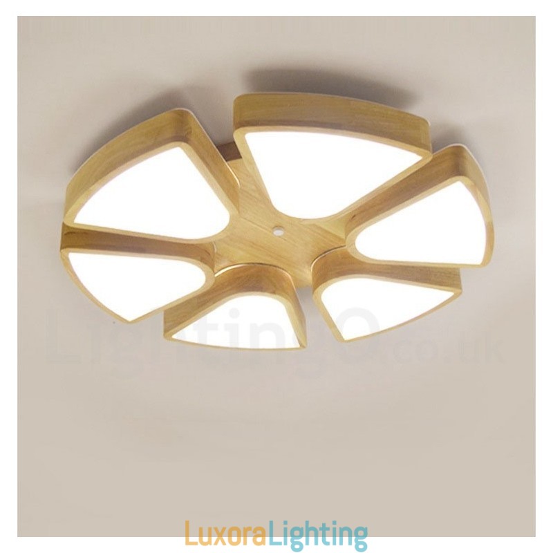Designer Touch Decorative Wood Petal Ceiling Light with Acrylic Shade Ceiling Lamp Nordic Style