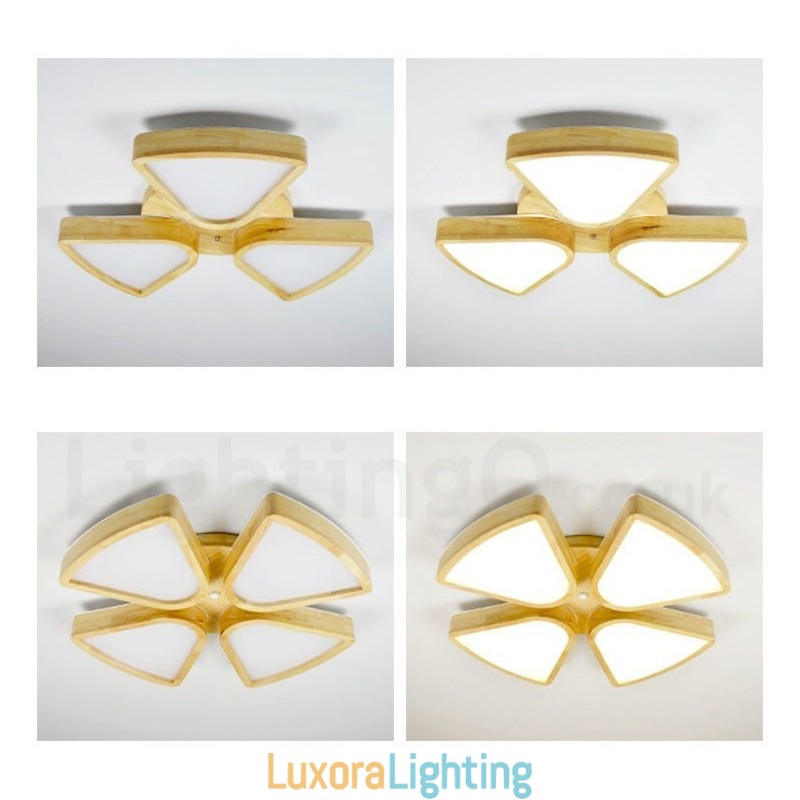 Designer Touch Decorative Wood Petal Ceiling Light with Acrylic Shade Ceiling Lamp Nordic Style