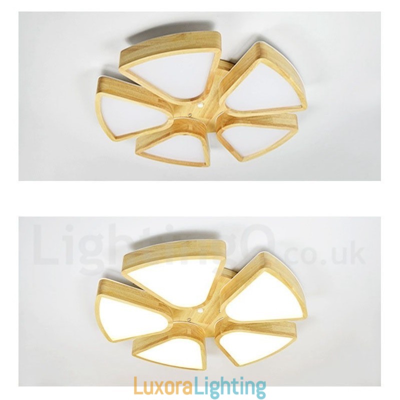 Designer Touch Decorative Wood Petal Ceiling Light with Acrylic Shade Ceiling Lamp Nordic Style