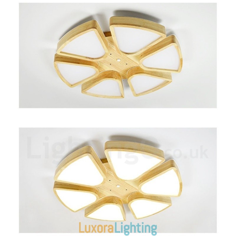Designer Touch Decorative Wood Petal Ceiling Light with Acrylic Shade Ceiling Lamp Nordic Style