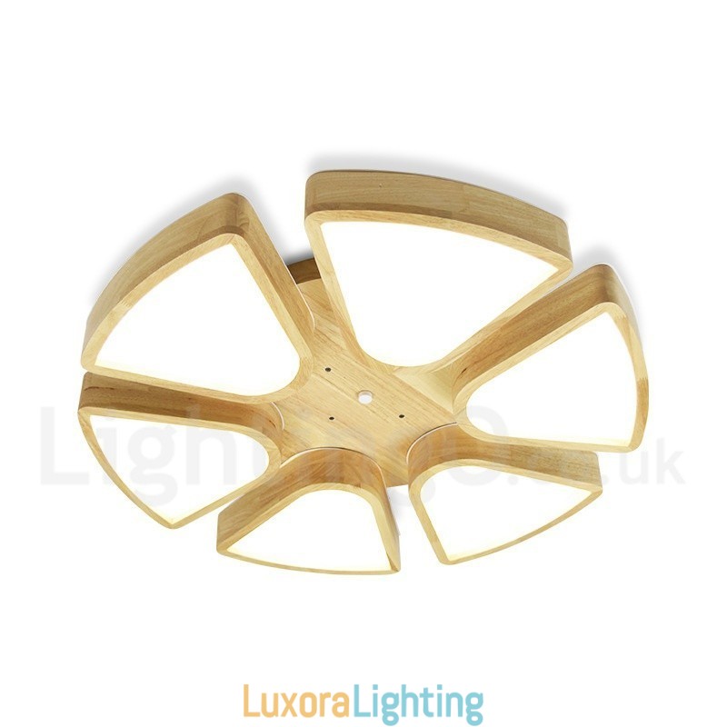 Designer Touch Decorative Wood Petal Ceiling Light with Acrylic Shade Ceiling Lamp Nordic Style