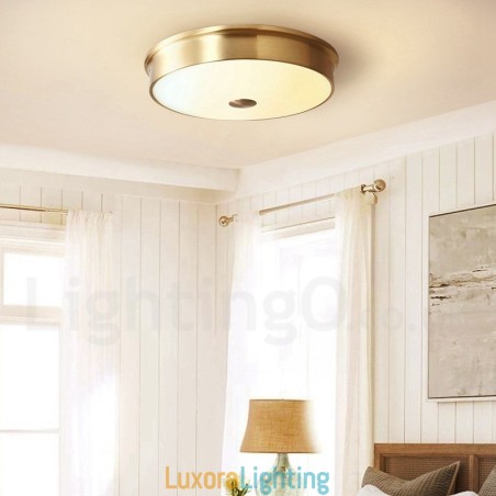 Designer Touch Decorative Retro Vintage Flush Mount Ceiling Light with Glass Shade