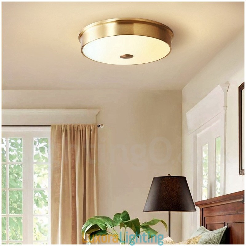 Designer Touch Decorative Retro Vintage Flush Mount Ceiling Light with Glass Shade