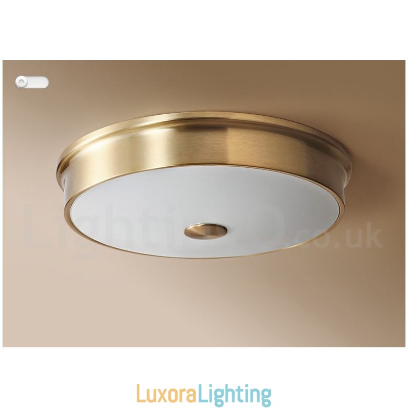 Designer Touch Decorative Retro Vintage Flush Mount Ceiling Light with Glass Shade