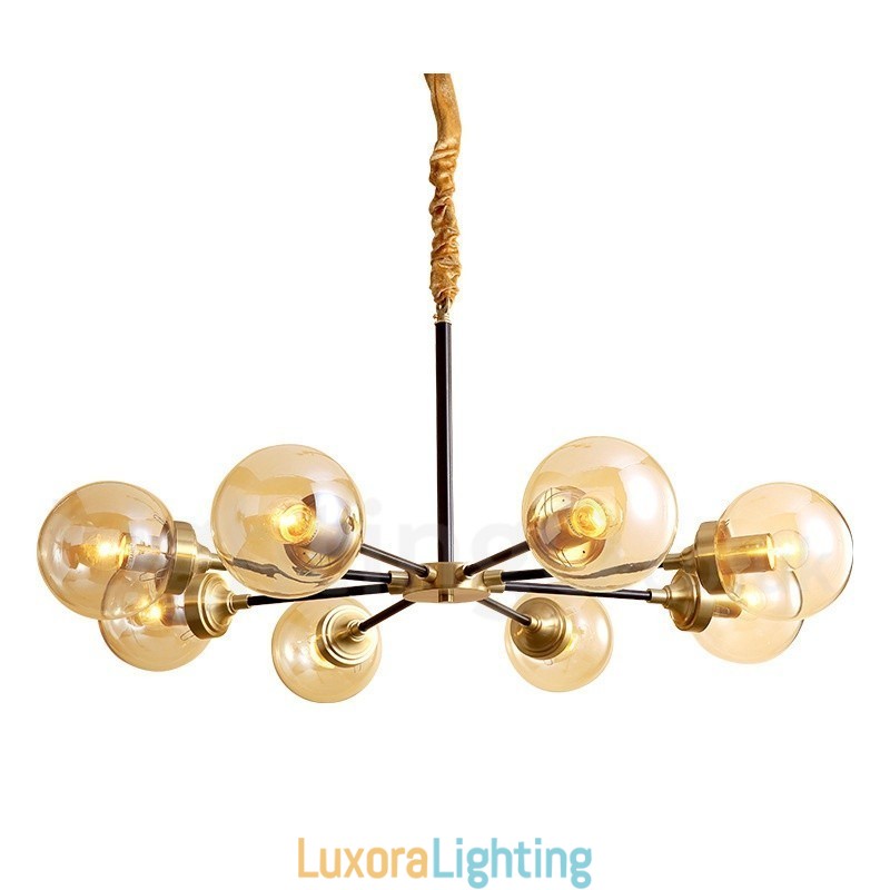 Designer Touch Decorative Pure Brass Luxurious Rustic Retro Vintage Brass Pendant Chandelier with Glass Shades