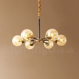Designer Touch Decorative Pure Brass Luxurious Rustic Retro Vintage Brass Pendant Chandelier with Glass Shades