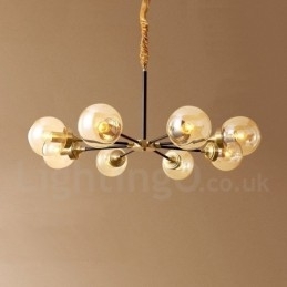 Designer Touch Decorative Pure Brass Luxurious Rustic Retro Vintage Brass Pendant Chandelier with Glass Shades