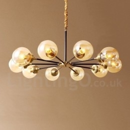 Designer Touch Decorative Pure Brass Luxurious Rustic Retro Vintage Brass Pendant Chandelier with Glass Shades