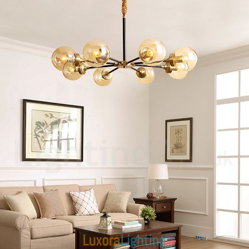 Designer Touch Decorative Pure Brass Luxurious Rustic Retro Vintage Brass Pendant Chandelier with Glass Shades