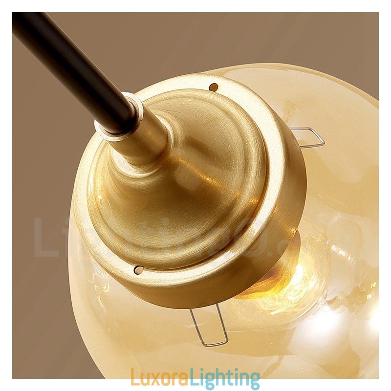 Designer Touch Decorative Pure Brass Luxurious Rustic Retro Vintage Brass Pendant Chandelier with Glass Shades