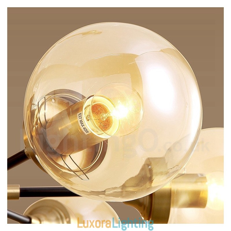 Designer Touch Decorative Pure Brass Luxurious Rustic Retro Vintage Brass Pendant Chandelier with Glass Shades