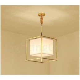Designer Touch Decorative Pure Brass Simple Rustic Retro Vintage Brass Pendant Light with Fabric Shade