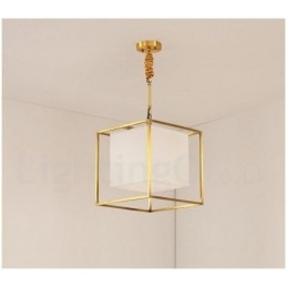 Designer Touch Decorative Pure Brass Simple Rustic Retro Vintage Brass Pendant Light with Fabric Shade