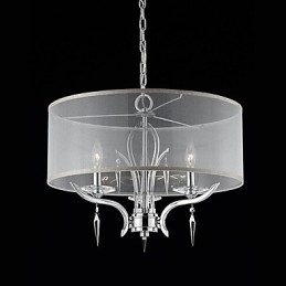 Designer Touch Decorative Crystal Modern Pendant with 3 Lights and Semitransparent Shade