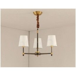Designer Touch Decorative Pure Brass Large Luxurious Rustic Retro Vintage Brass Pendant Chandelier with Fabric Shades
